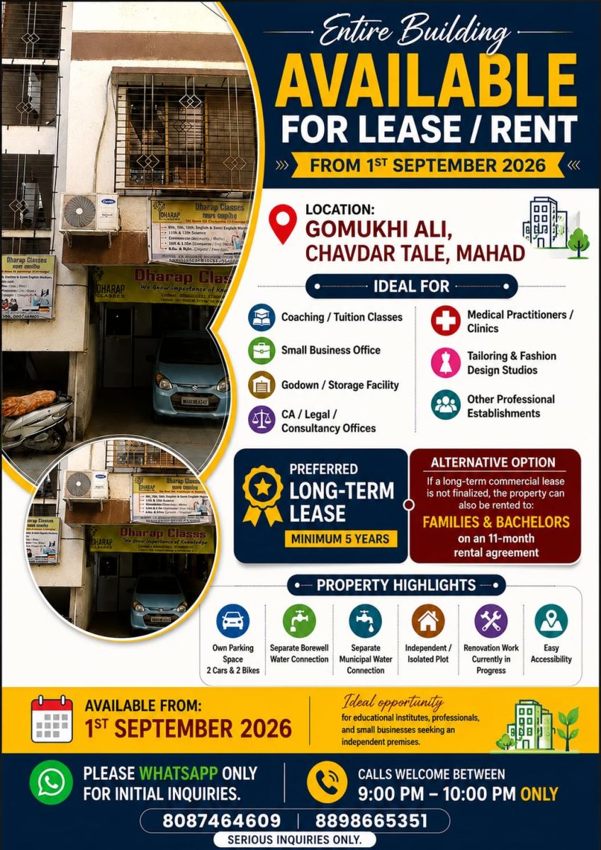 Entire Building Available for Lease / Rent - Dharap Classes, Chavdar Tale
